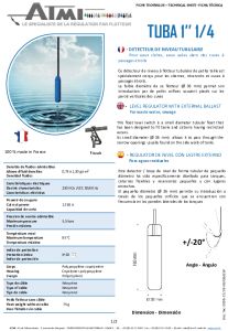 Fiche technique d�tecteur de niveau TUBA 1�� 1/4