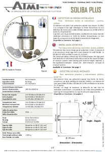 Ficha t�cnica detector de nivel SOLIBA PM