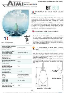 Ficha t�cnica interruptor de nivel BIP ECO