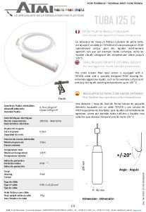 Ficha t�cnica detector de nivel TUBA 125 C