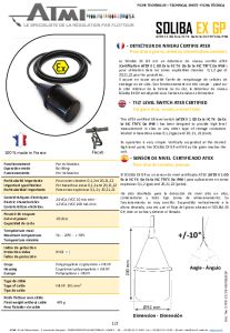 Ficha t�cnica detector de nivel SOLIBA EX GP
